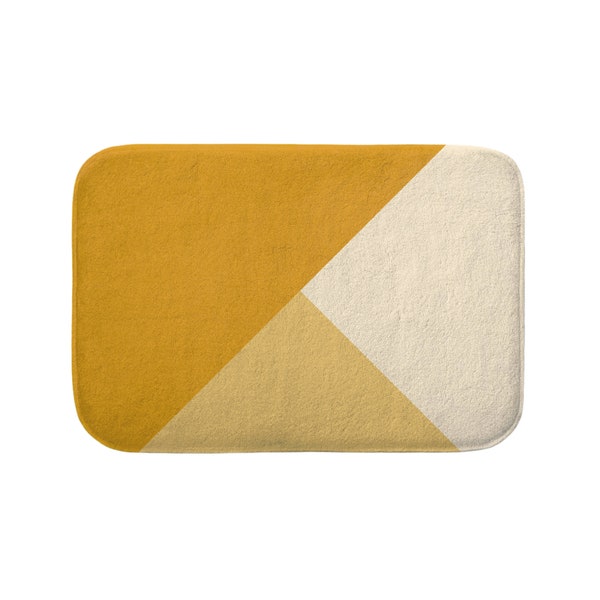 Mustard Geometric Bath Mat, Bathroom Mats, Yellow, Color Tones, Gradient, Simple, Abstract, Modern, Bath Decor, Bathroom Rugs, Rug, Non-Slip