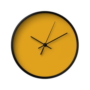 Solid Color Wall Clock. Yellow, Mustard, Minimal, Classic, Colored, Chic, Nordic, Wall Art, Basic, Simple, Home Decor, Bedroom, Scandinavian