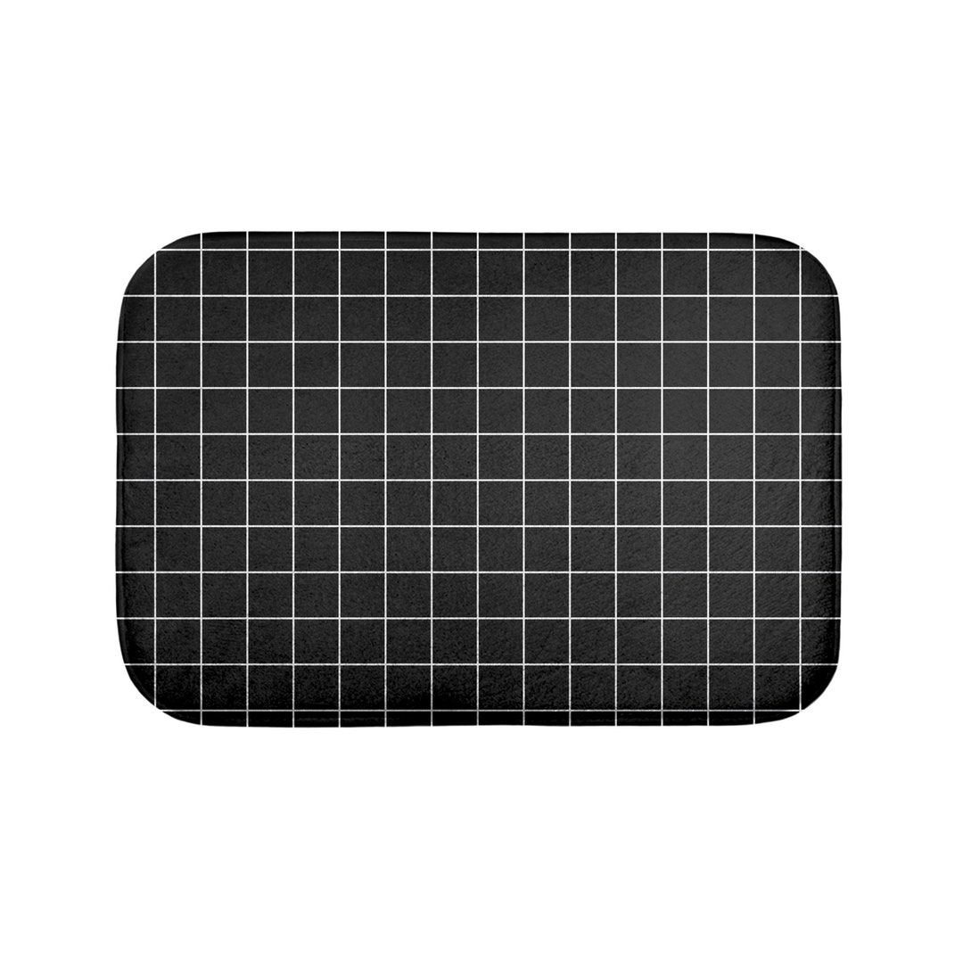 Grid Bath Mat, Bathroom Mats, Black, Black and White, Geometric