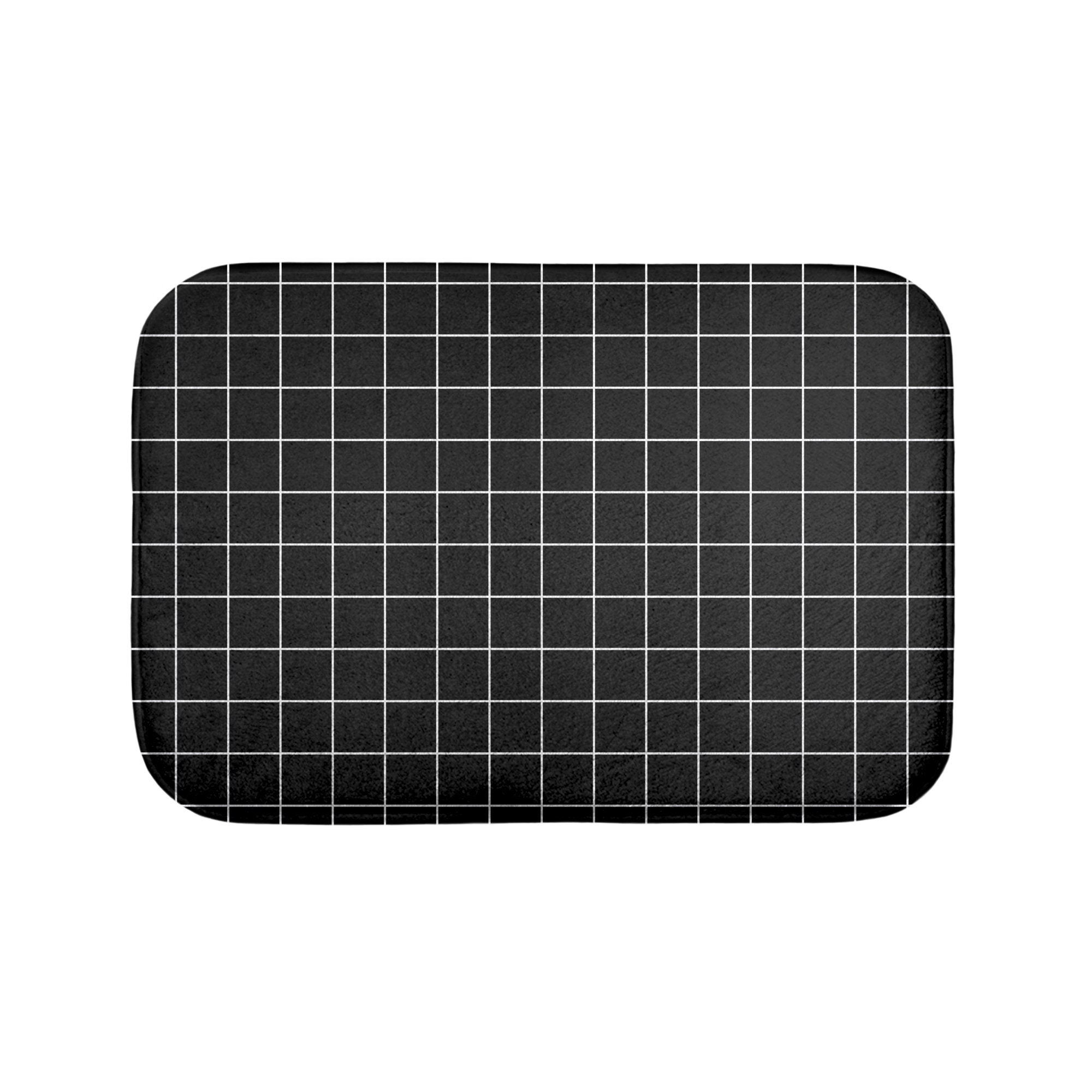 Grid Bath Mat Bathroom Mats White Black and White Etsy