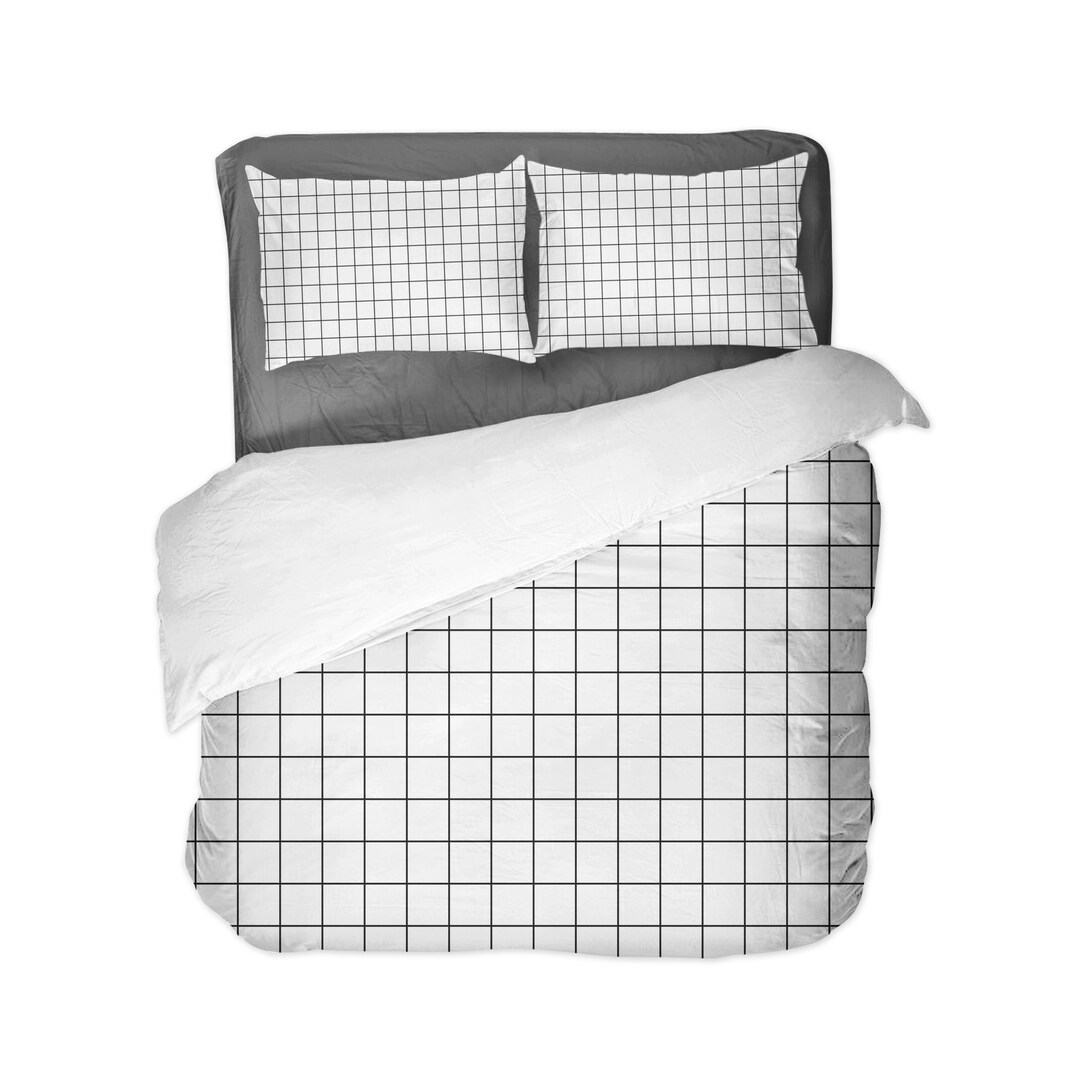 Grid Duvet Cover / Comforter / Pillow Shams. Full Queen Etsy