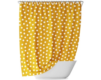 Dots Pattern Shower Curtain, Yellow, Bathroom Curtains, Dotted, Polka Dots, Boho, Abstract, Minimal Decor, Modern, Simple, Nice Bath Decor