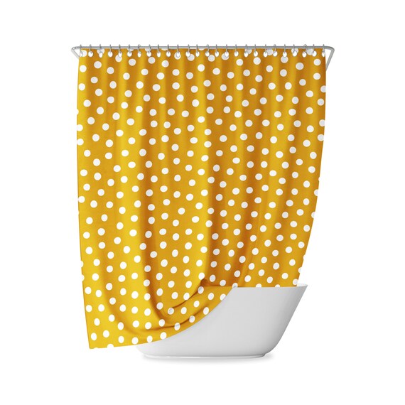 Dots Pattern Shower Curtain Yellow Bathroom Curtains Etsy