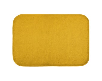 Mustard Solid Bath Mat, Bathroom Mats, Yellow Decoration, Color, Boho, Minimal, Bath Decor, Bathroom Rugs, Bath Rug, Bath Mats, Non-Slip