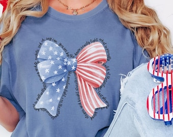 Comfort Colors Coquette bow Shirt for the 4th of July: Star Spangled Banner Tee