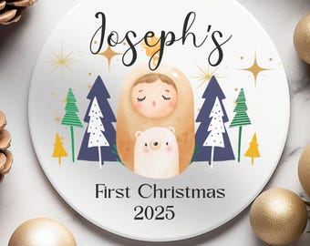 Personalized Baby's First Christmas Ornament: Porcelain Holiday Keepsake