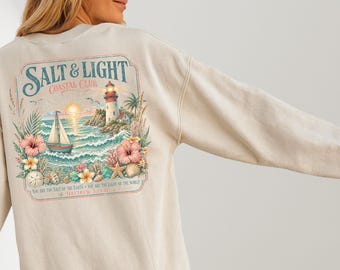 Camiseta Salt & Light Coastal Club Comfort Colors / Camiseta Christian Lighthouse Mateo 5:13-16 Beach Faith / Sudadera Coastal Christian
