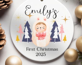 Personalized Baby's First Christmas Ornament: Custom Porcelain Keepsake