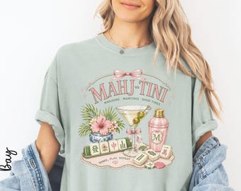 Mahj-Tini Shirt, Mahjong Martini Tee, Comfort Colors Mahjong Shirt, Mahjong Girls Trip, Mahjong Club Tee, Grandmillennial Mahjong