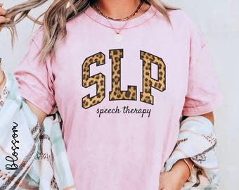 Camiseta Comfort Colors con estampado de guepardo para logopedas / Patólogos del habla y el lenguaje / Camiseta para logopedas escolares / Camiseta de terapia del habla pediátrica