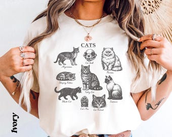 Comfort Colors Y2K Grunge Cat Field Guide Tee with Vintage 90s Aesthetic Graphic T Shirt