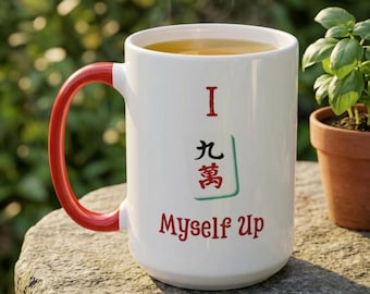 Taza con diseño de Mahjong / Taza divertida de Mahjong "Me parto de risa" / Regalo de Mahjong para ella / Taza de café de 325 ml y 444 ml / Regalo para jugadores de Mahjong