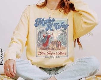 Funny Retro Christian Shirt Moses Parts the Red Sea Bible Verse Tee | Exodus 14:21