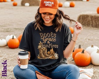 Camiseta Boots Grace Bonfires Western Otoño Comfort Colors / Camiseta Christian Cowgirl Otoño / Sudadera Pumpkin Patch
