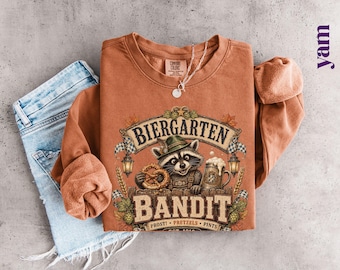 Divertida camiseta de Oktoberfest con estampado de mapache y bandido de la cervecería / Sudadera de Oktoberfest Social Club