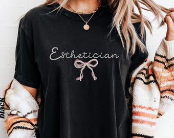 Comfort Colors Esthetician T-Shirt: Coquette Pearl Design Esthetician Gift