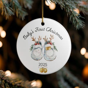 Vintage Baby&#39;s First Christmas Ornament, Holiday Keepsake Decoration, Christmas Tree Ornament, Winter Decor, First Christmas Baby Gift