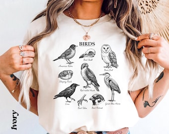 Comfort Colors Y2K Grunge Bird Field Guide Tee with Vintage 90s Aesthetic Graphic T Shirt
