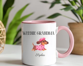 Taza de café personalizada de la abuela Weenie con detalles de San Valentín (31,5 y 453 ml): Taza bicolor