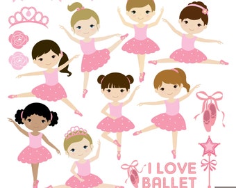 Ballerina Girl Clipart: 20 Ballet Dancer Graphics (Digital Download)