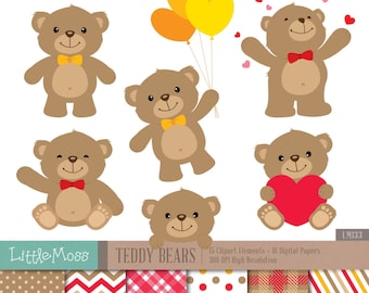 Teddy Bears Digital Clipart and Papers