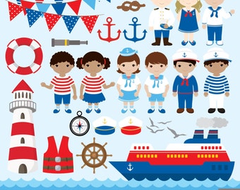 Little Sailor Clipart: Wassermann, Maritim (Digitaler Download)