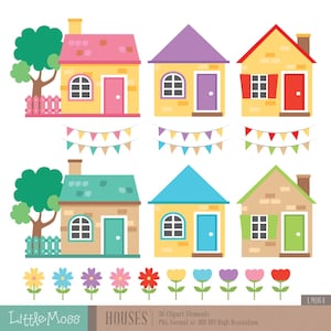 Little Houses Digital Clipart