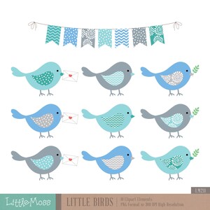Birds Clipart, Cool Color Birds Clipart