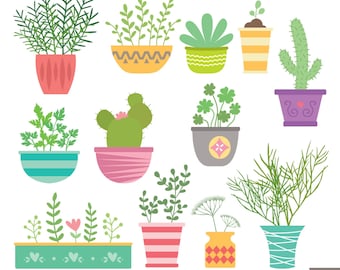 Pot Plants Digital Clipart