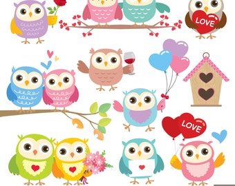 San Valentino gufi Digital Clipart