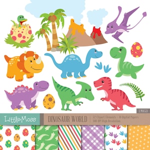 Dinosaur Digital Clipart and Papers