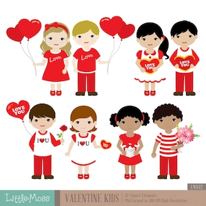 Valentine Kids Digital Clipart