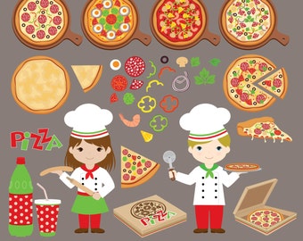 Pizza Partei digitale Clipart, Italienisch Koch Clipart