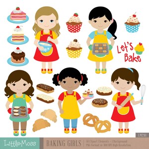 Baking Girls Digital Clipart