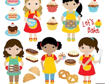 Backen Mädchen digitale Clipart