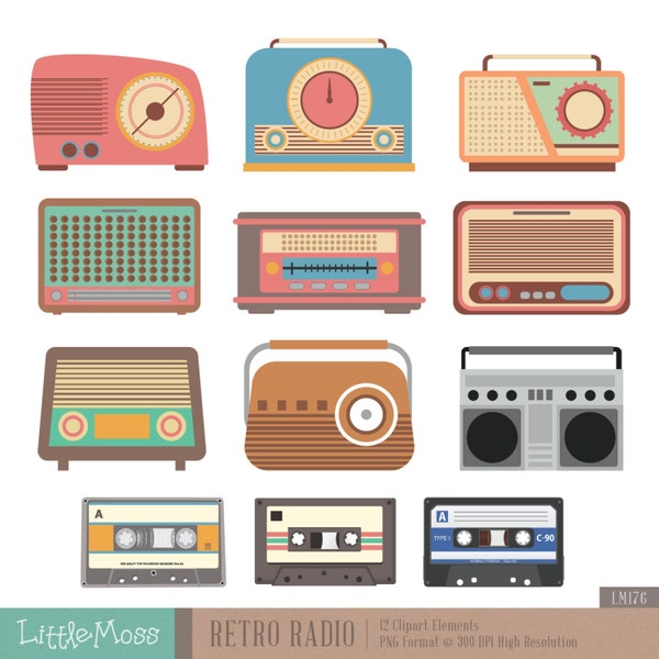 Retro Radio Digital Clipart