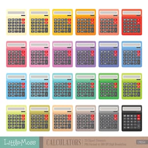 Colorful Calculators Clipart: 25 PNG Elements (Digital Download)