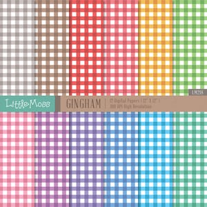 12 Gingham Digital Papers