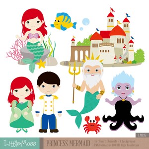 Princess Mermaid Digital Clipart