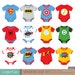 Superheroes Baby Tees Clipart, Superhero Baby Bodysuit Clipart 