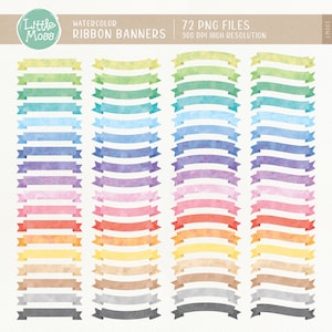 Watercolor Ribbon Banners Clipart