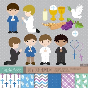 Boy First Communion Clipart & Papers (Digital Download)