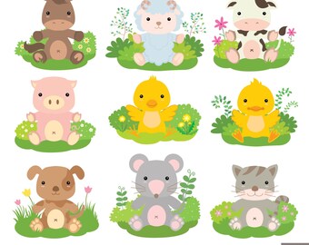 Baby Farm Animals Digital Clipart
