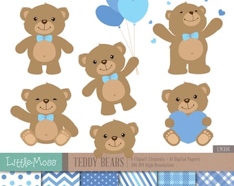 Teddy Bears Digital Clipart and Papers