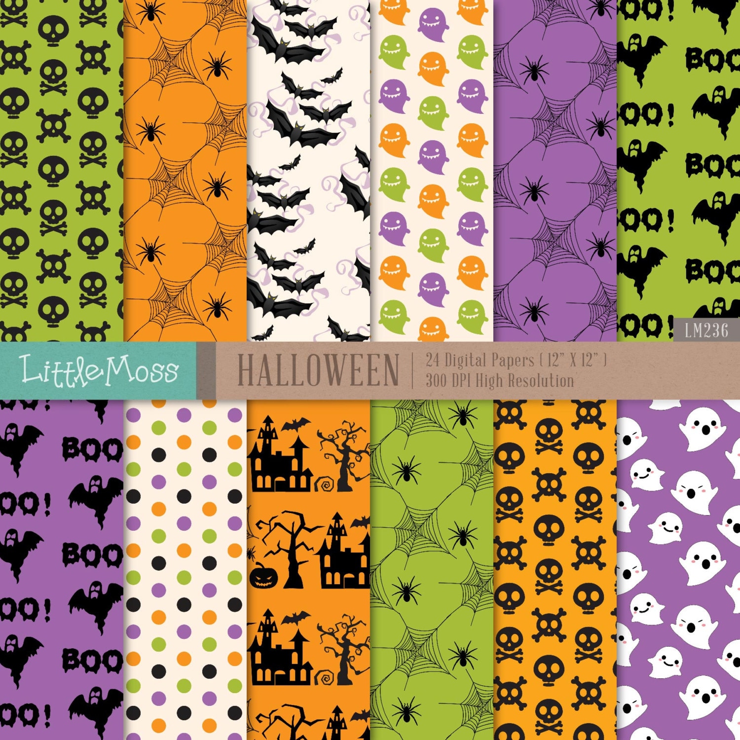 24 Halloween Digital Papers - Etsy UK