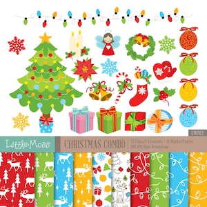Christmas Combo Digital Clipart, Christmas Elements