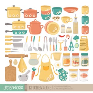 Kitchenware Digital Clipart, Kitchen Utensils Clipart, Cookware PNG