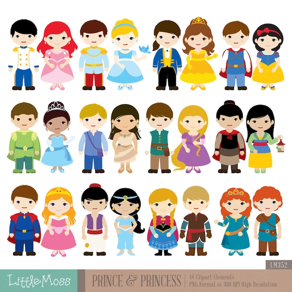 24 Prince And Princess Digital Clipart