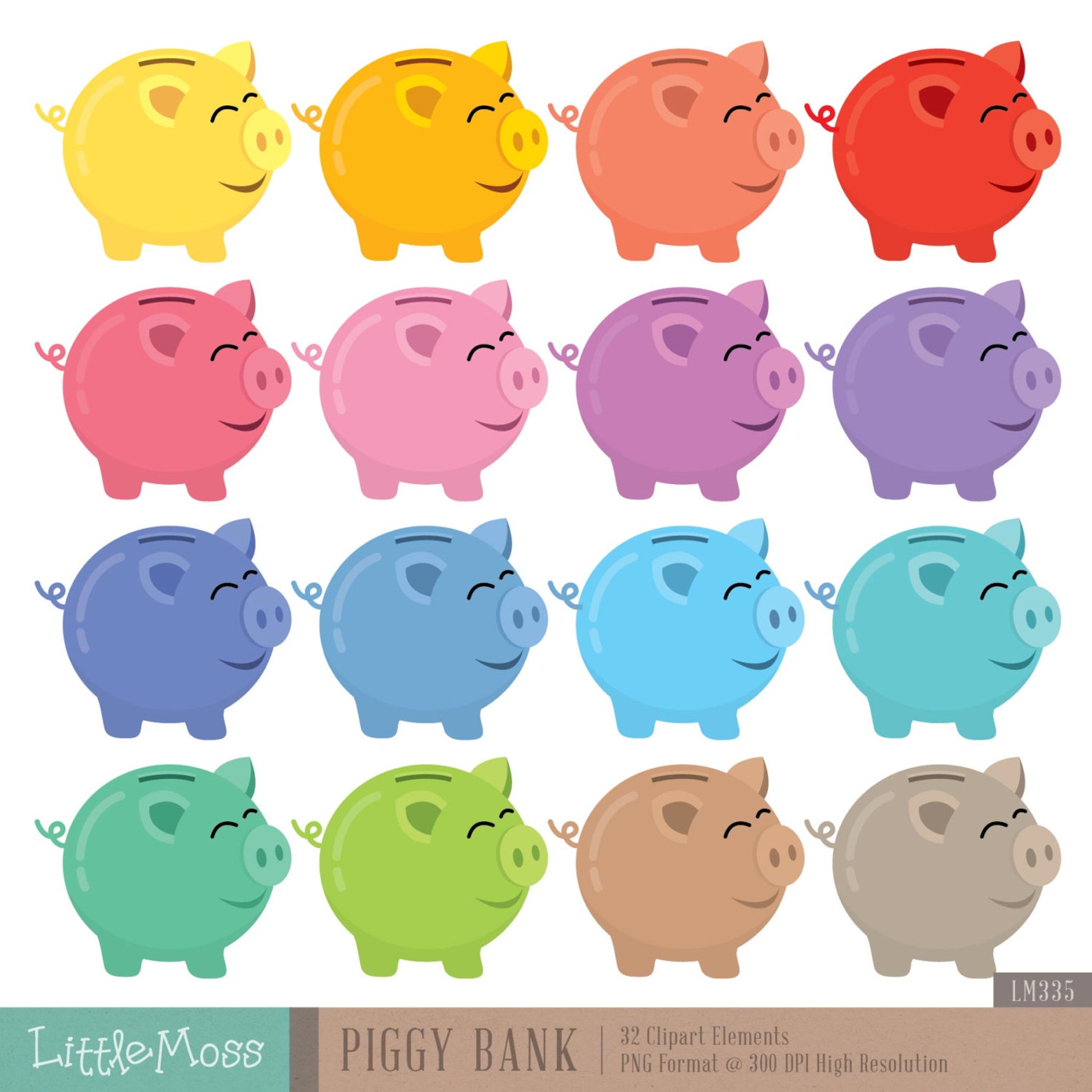 Piggy Bank Digital Clipart | Etsy