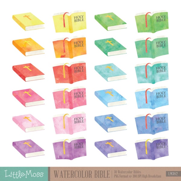 Watercolor Bibles Clipart